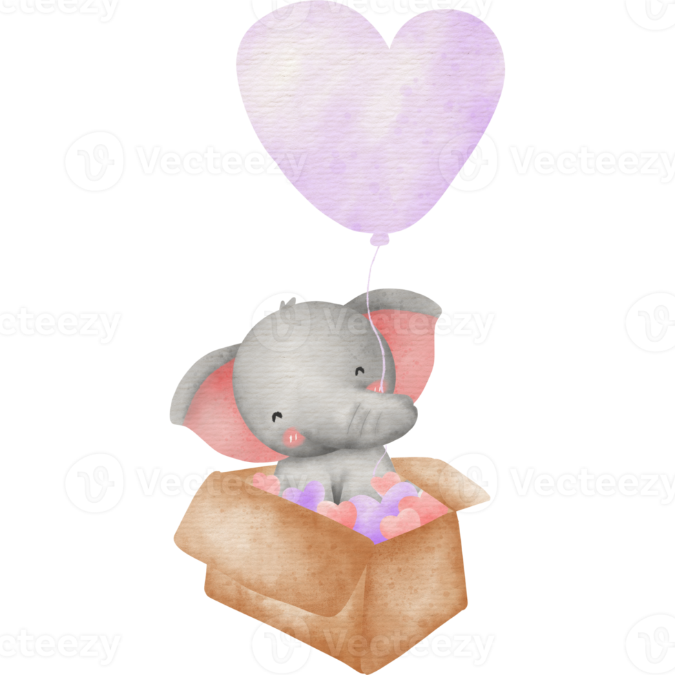 Watercolor cute elephant png