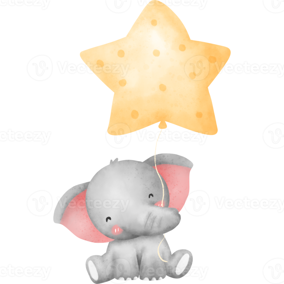 Watercolor cute elephant png