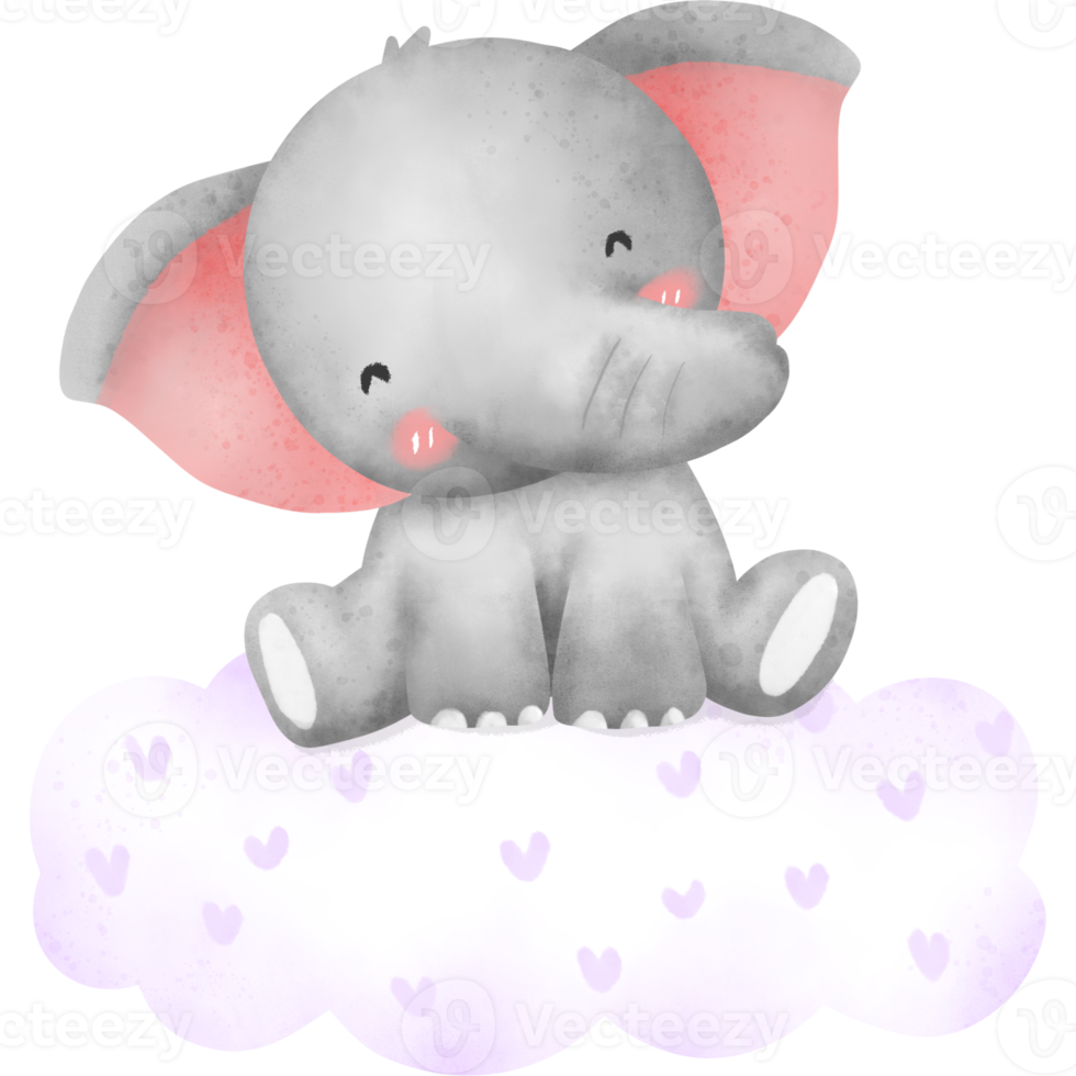 Watercolor cute elephant png