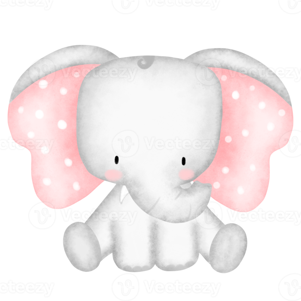Watercolor cute elephant png