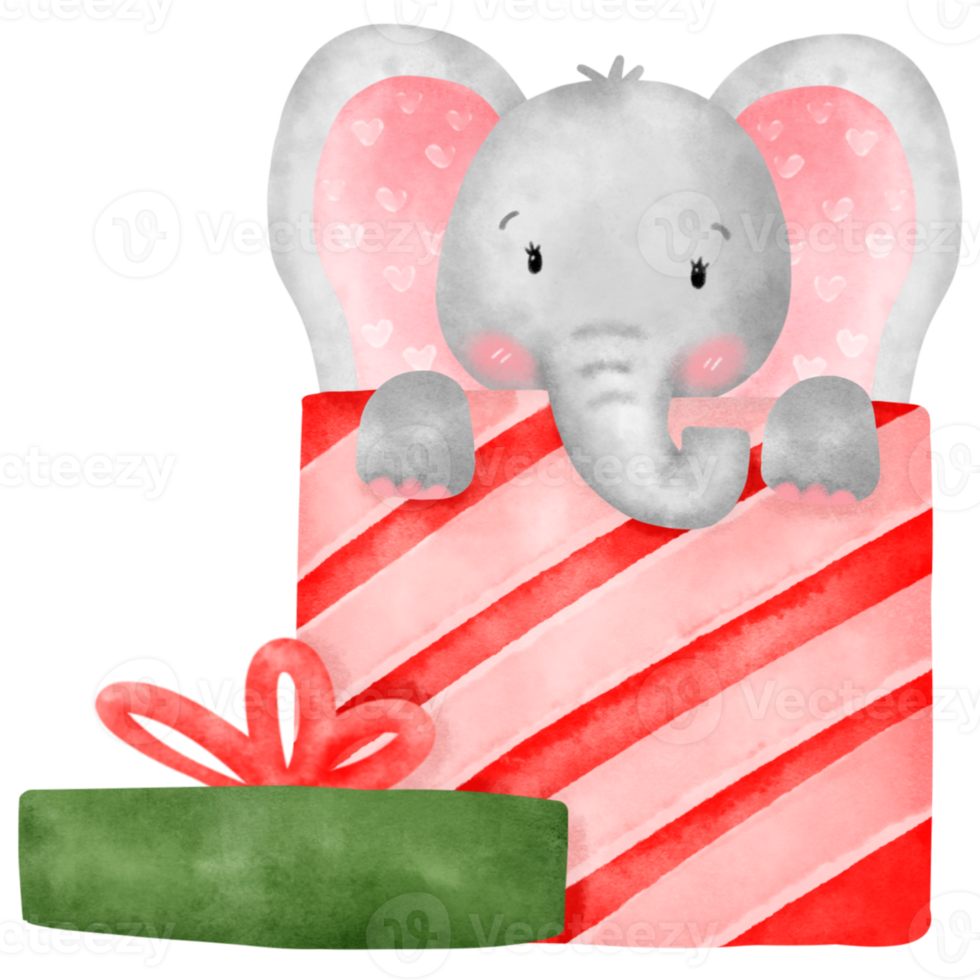 Watercolor cute elephant png