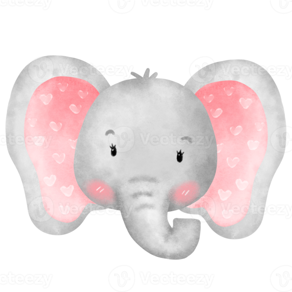 Watercolor cute elephant png