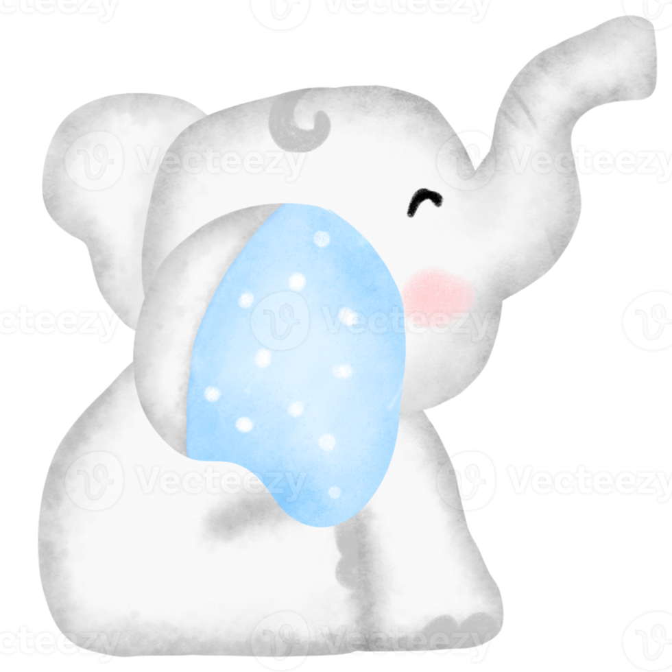 linda bebé ducha elefante niña acuarela, kawaii bebé elefante animal en  bañera guardería dibujos animados ilustración 29602666 PNG