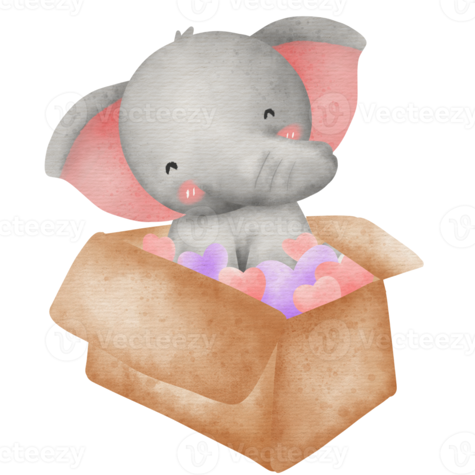 Watercolor cute elephant png