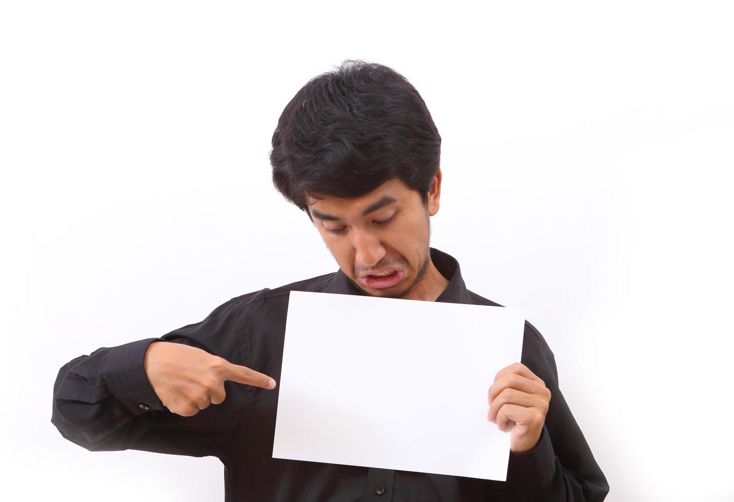 Young man furious over white background photo