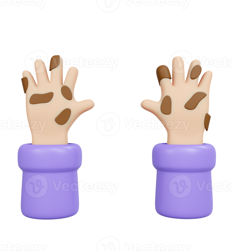 hand met vuile kiem 3d render png