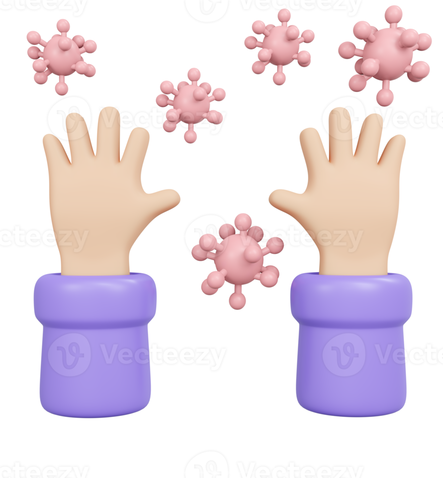 hand met virus 3d render png