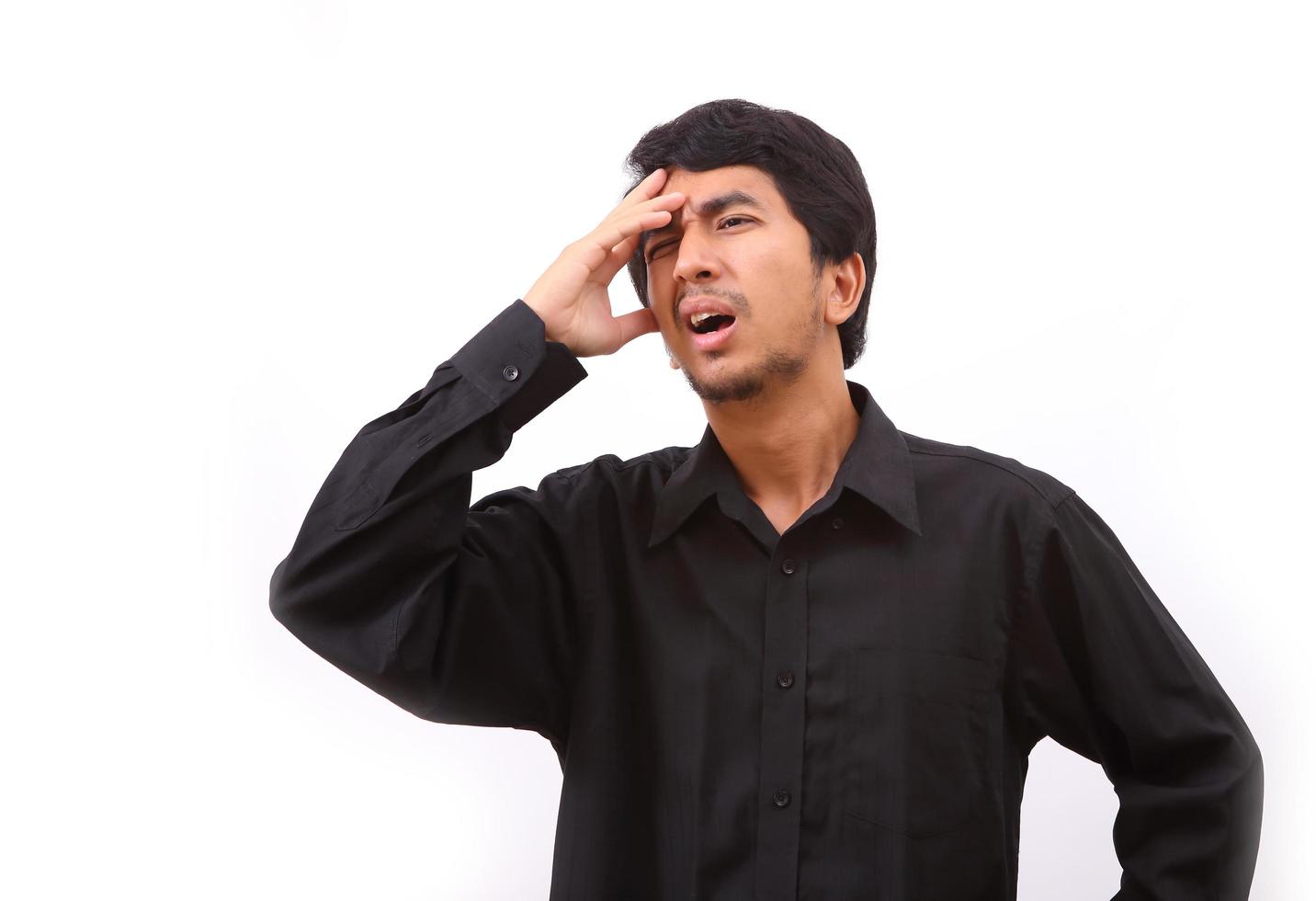 Portrait of young sad man worrying photo