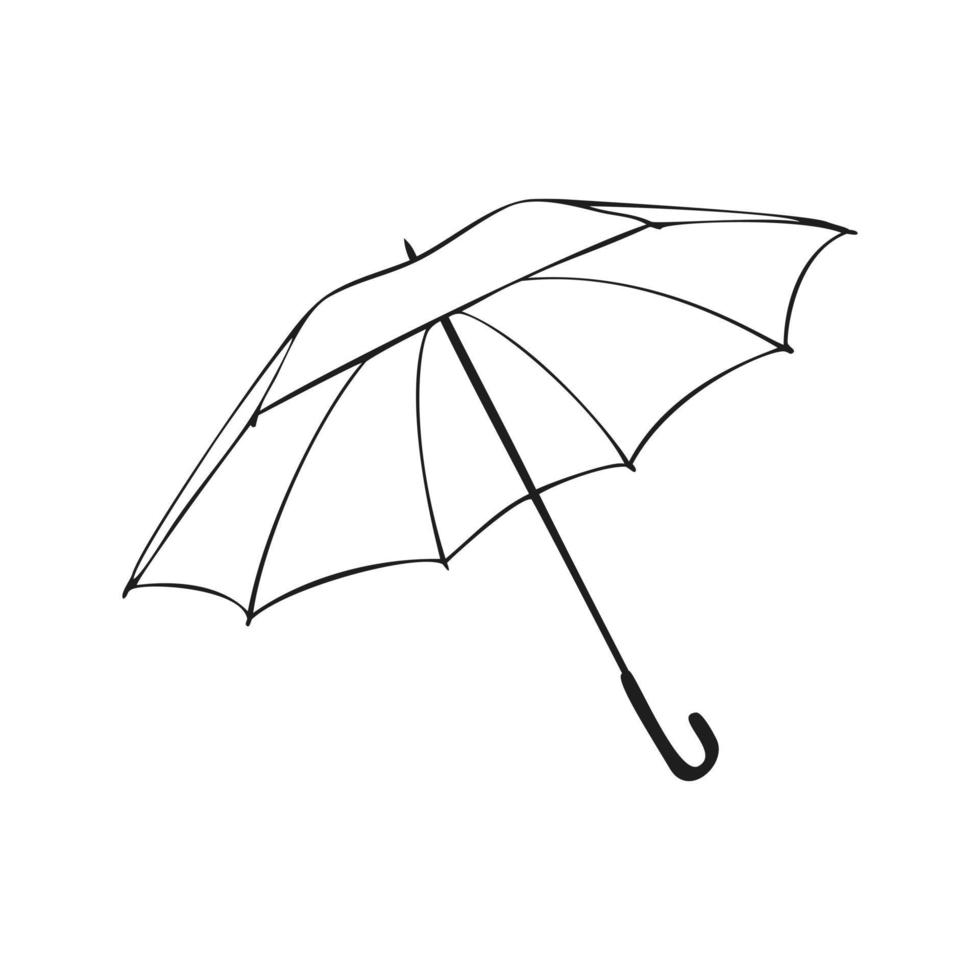 Monochrome picture, large outdoor umbrella, outdoor, vector illustration on white background