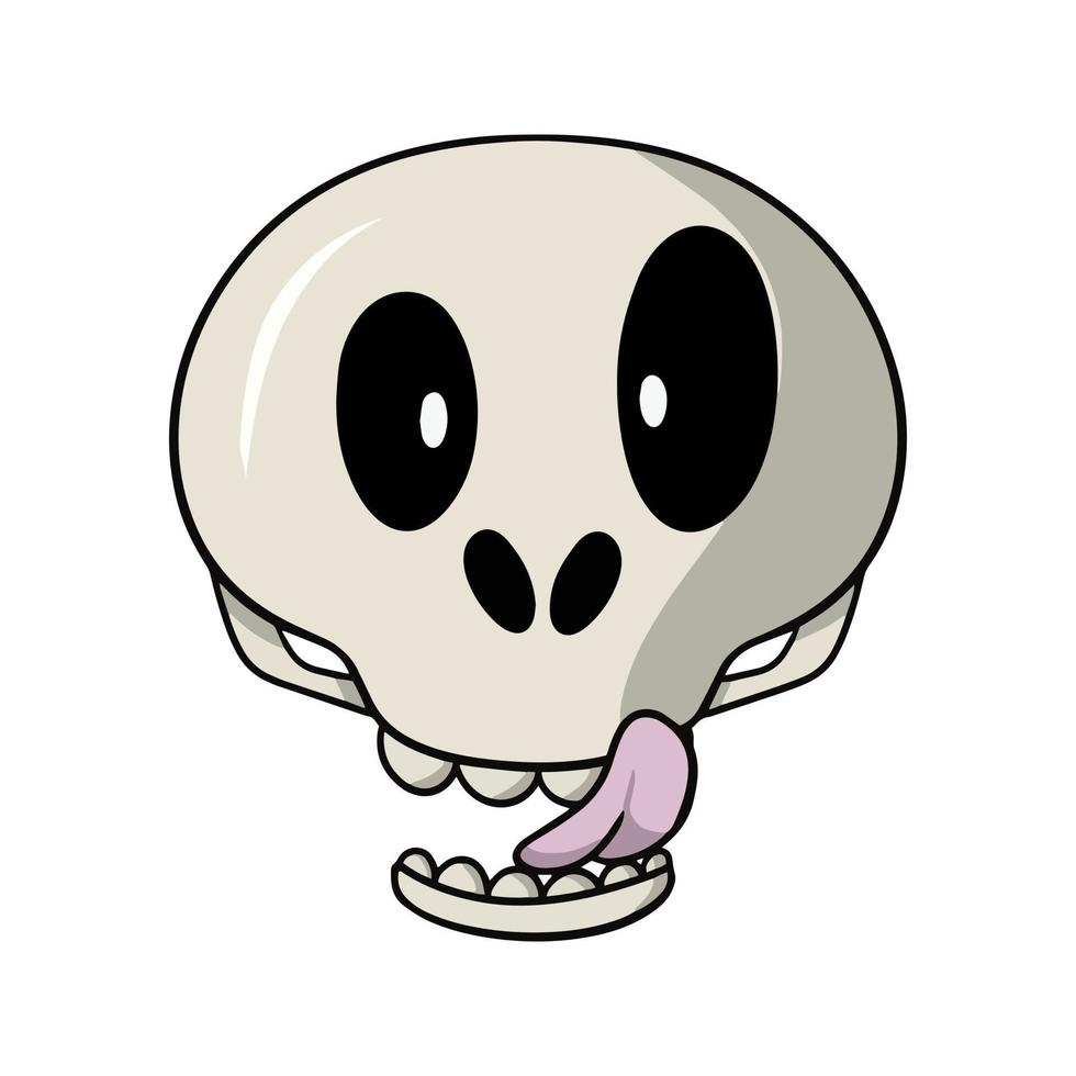 Character skull licking, Cute cartoon skull for a holiday, vector illustration in cartoon style on a white background