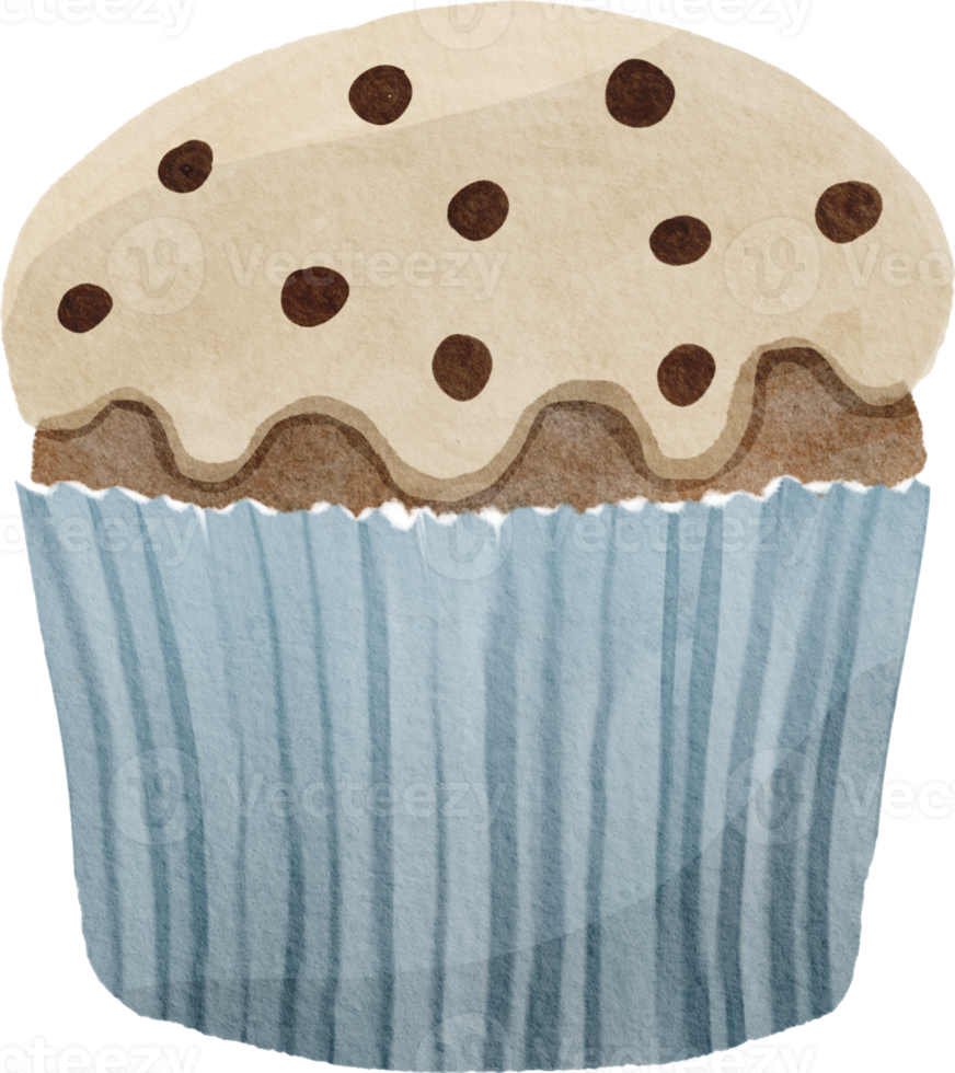 Hand drawn watercolor cupcake png