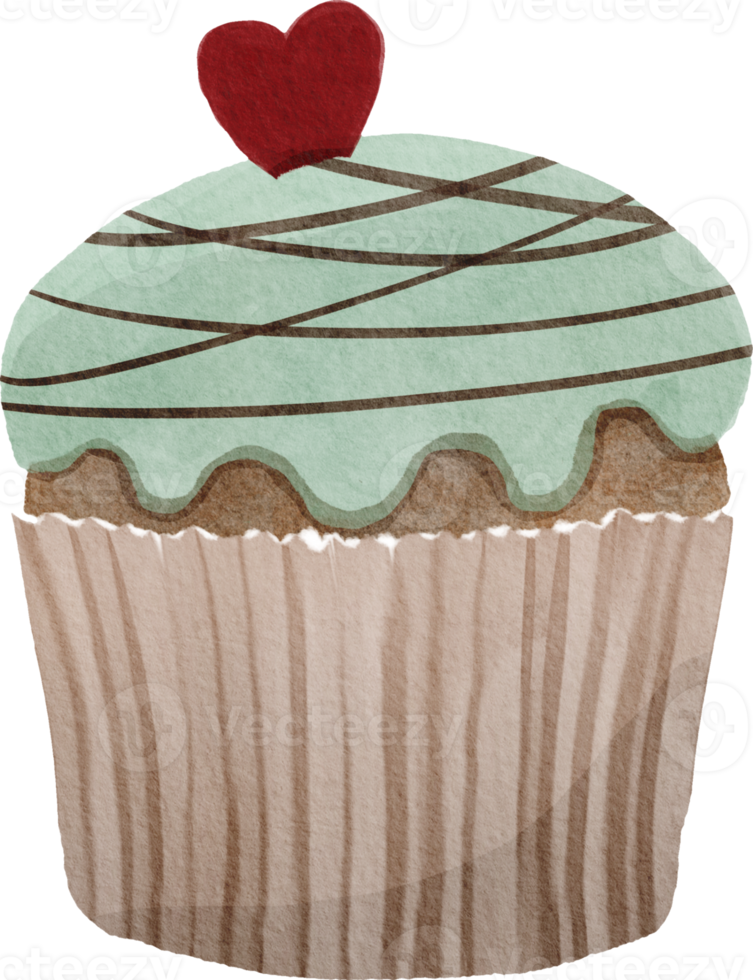 Hand drawn watercolor cupcake png