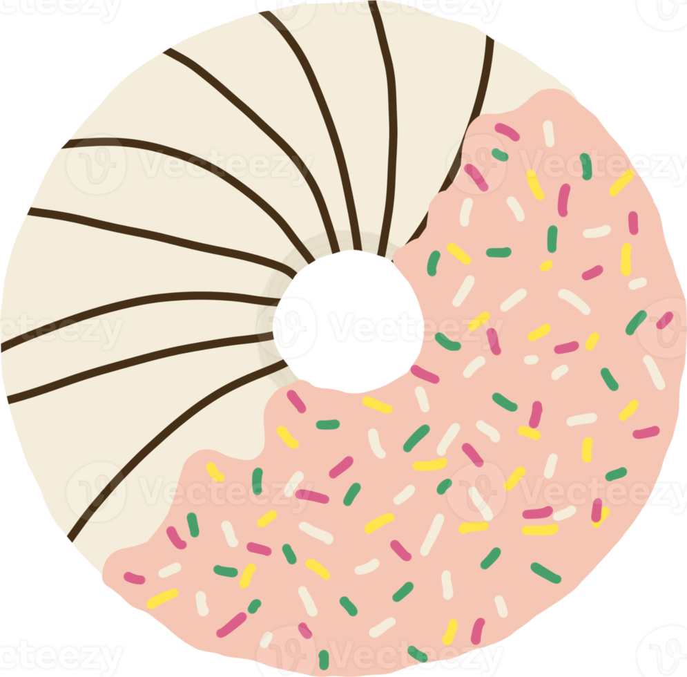 Watercolor strawberry donut png