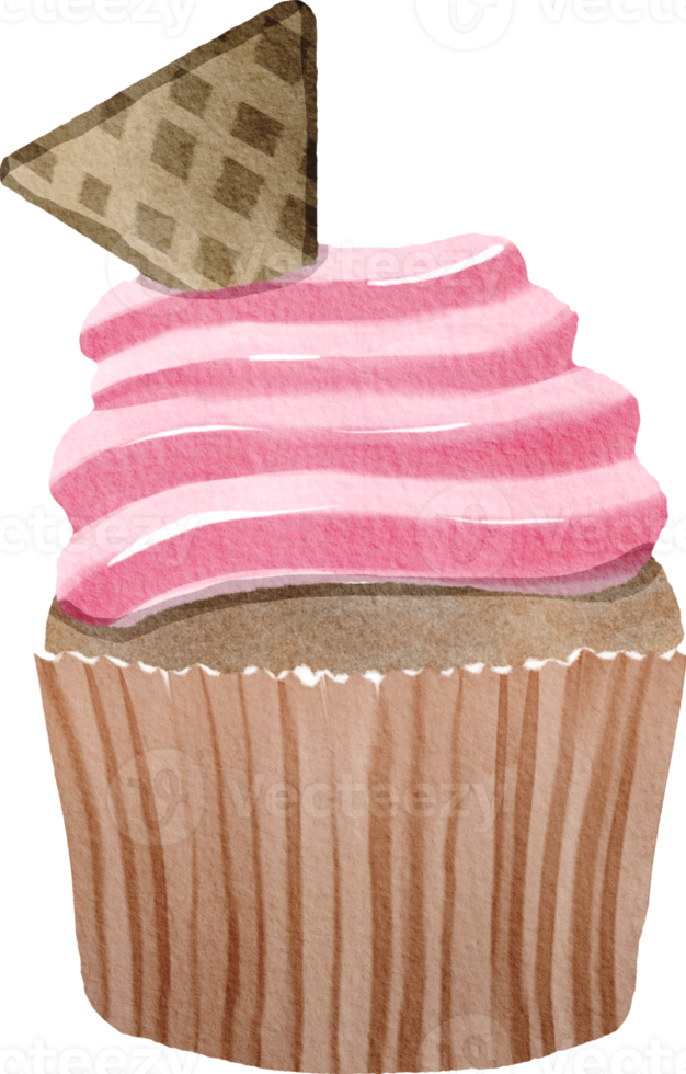 Hand drawn watercolor cupcake png