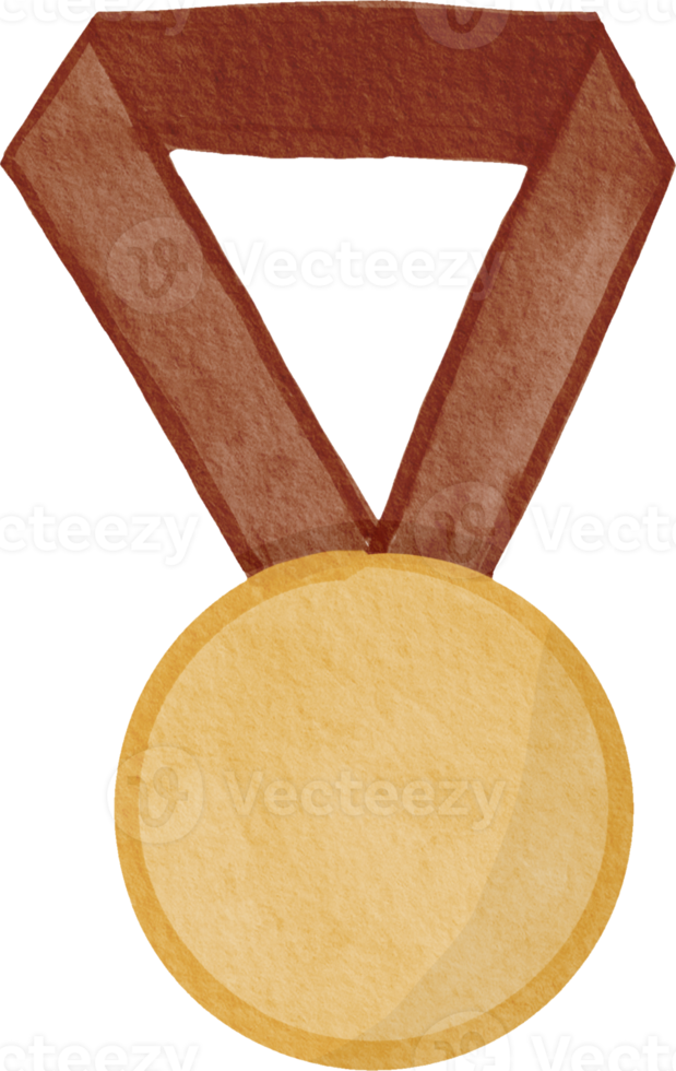 Watercolor gold medal png