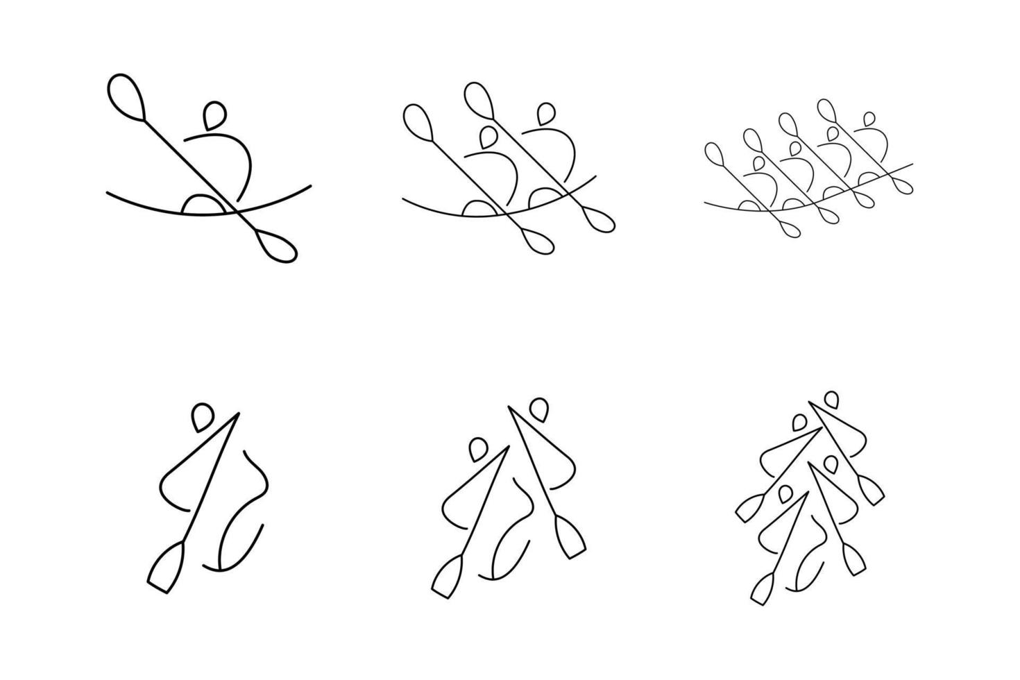 Canoe sport icon set outline vector