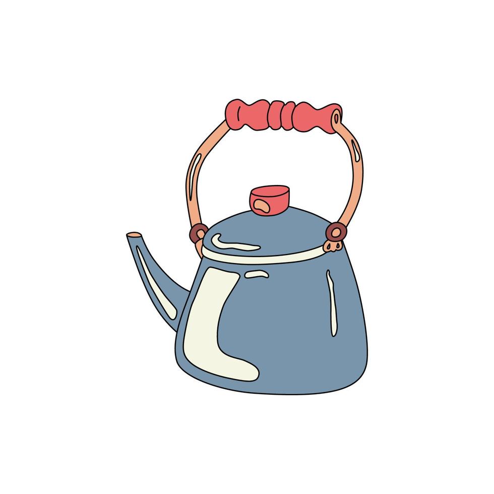 Teapot kettle vector doodle illustration.