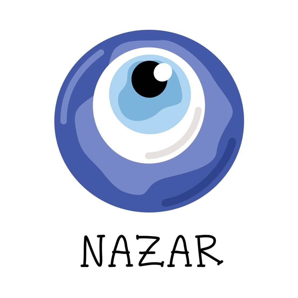 Evil eye bead. Nazar lettering. Vector illustration.