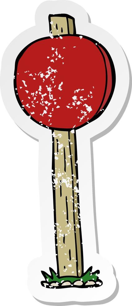 distressed sticker of a cartoon sign post vector