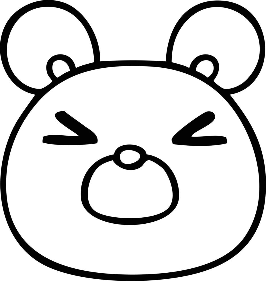 quirky line drawing cartoon mouse face vector