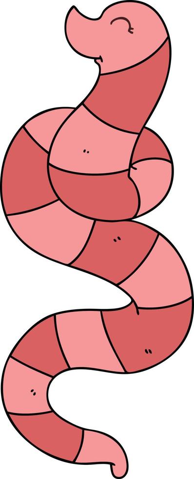 quirky hand drawn cartoon worm vector