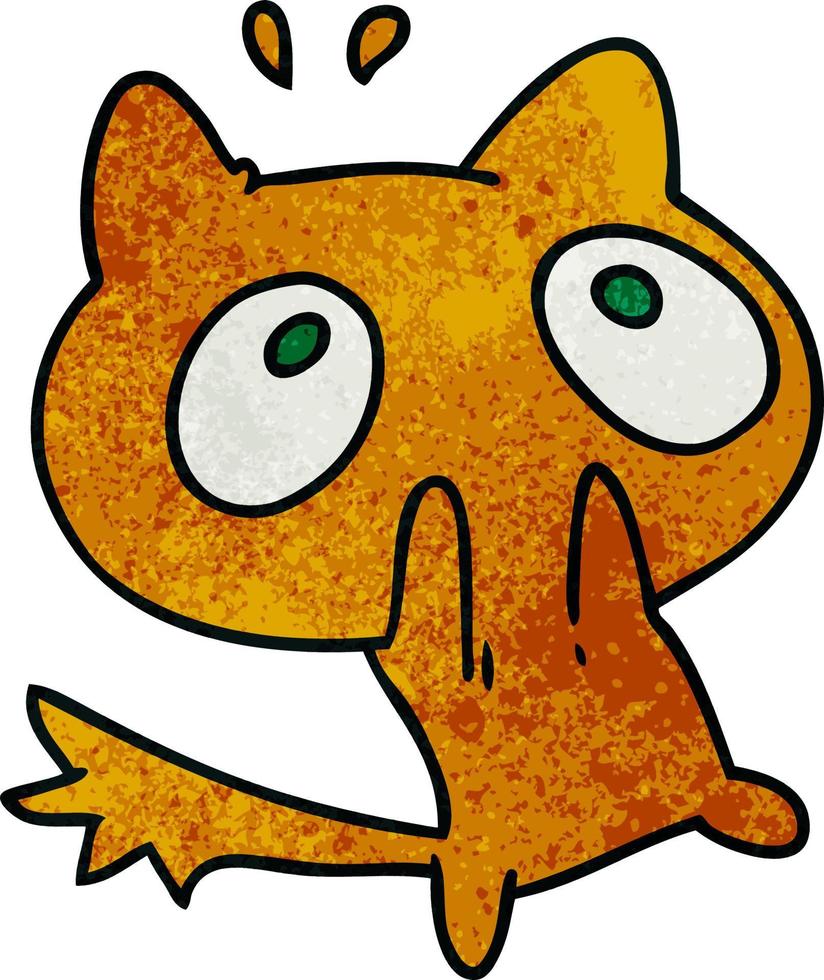 textured cartoon kawaii of a shocked cat vector