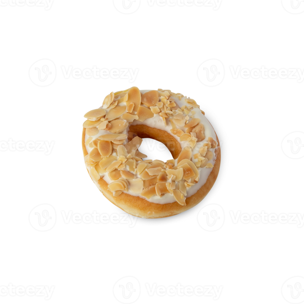 White chocolate almonds donut cutout, Png file