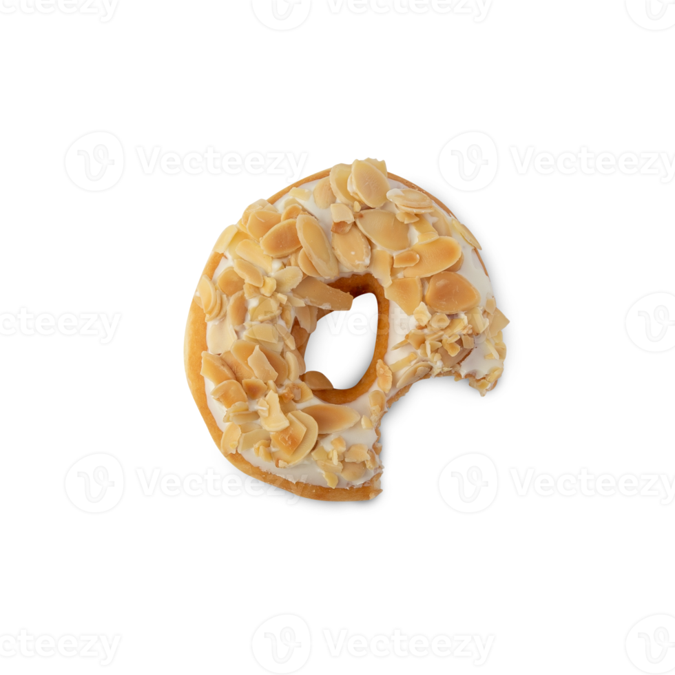 White chocolate almonds donut cutout, Png file