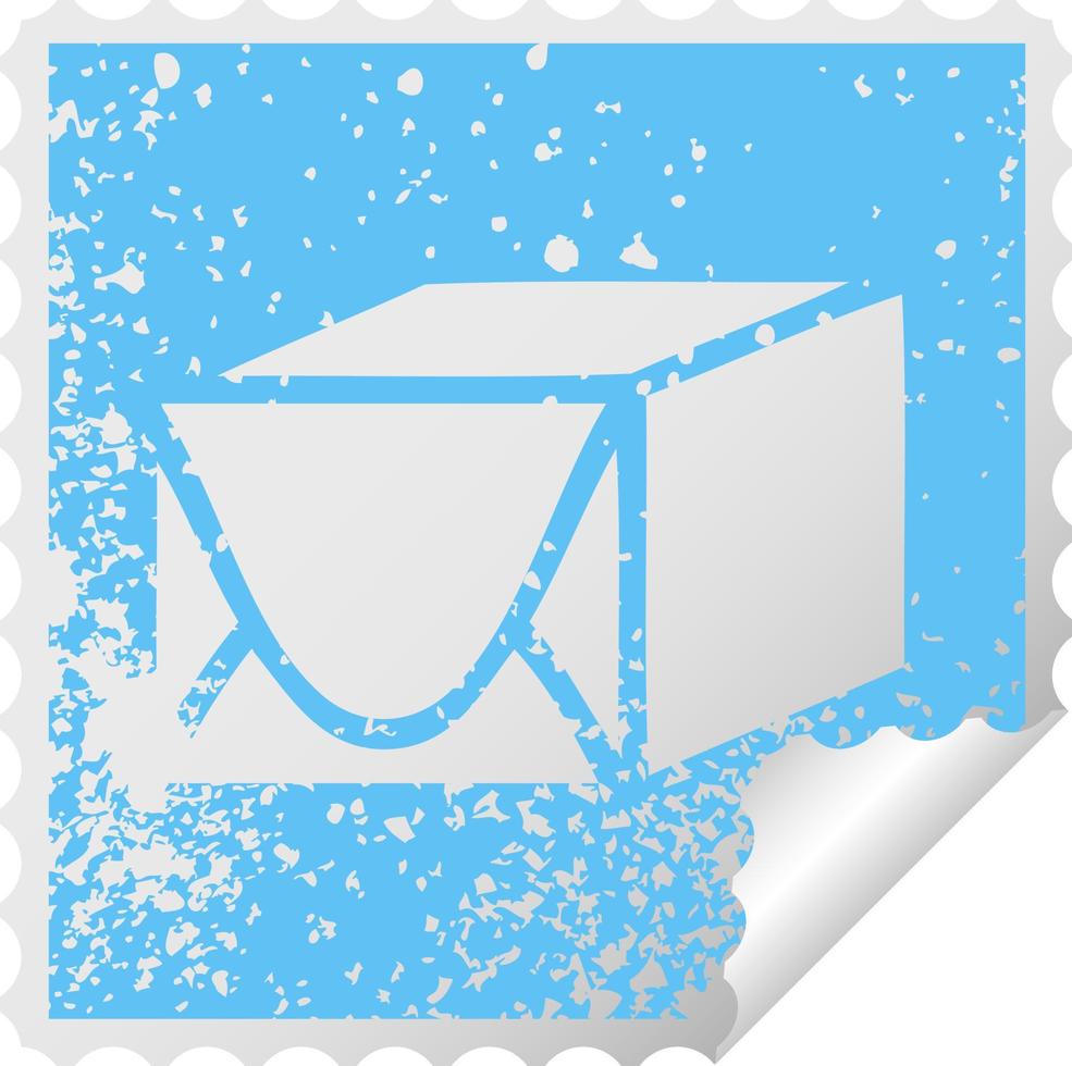 distressed square peeling sticker symbol paper parcel vector