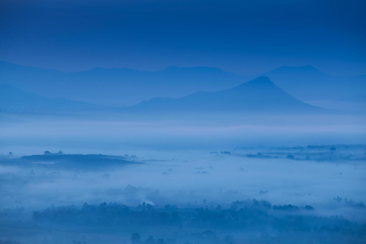 fog and cloud mountain valley sunrise landscape photo