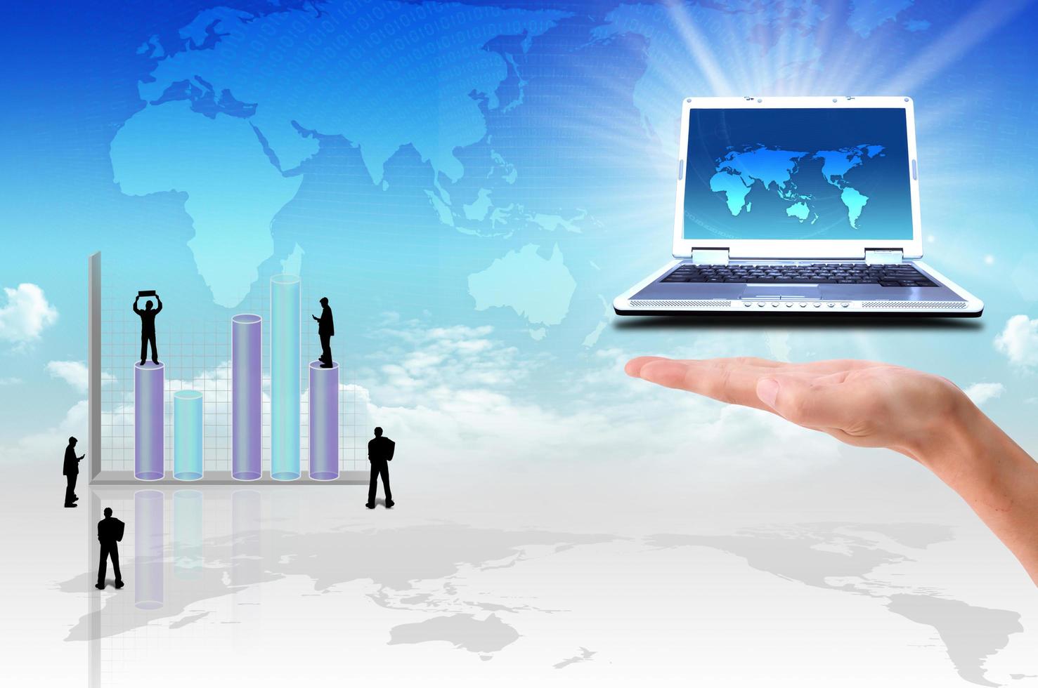 Business graph with laptop photo
