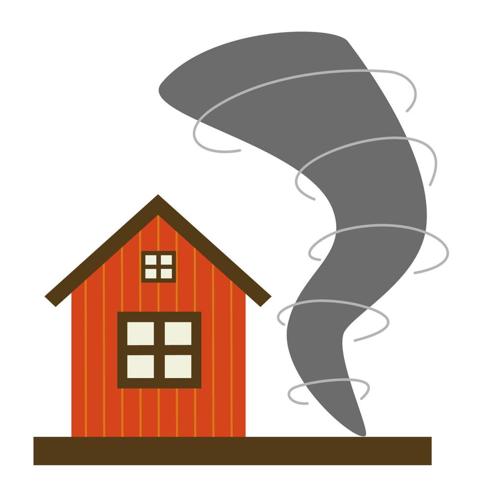 Tornado near house. Vector flat illustration.