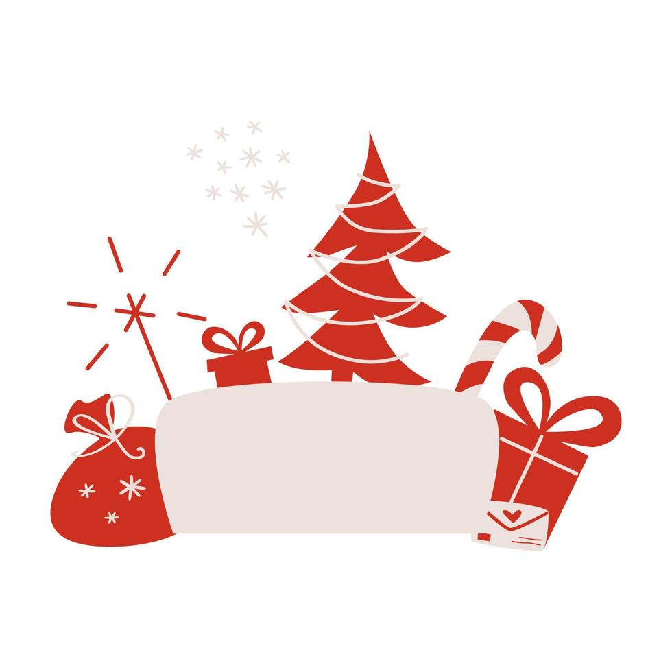 composición de adornos navideños con árbol de navidad vector