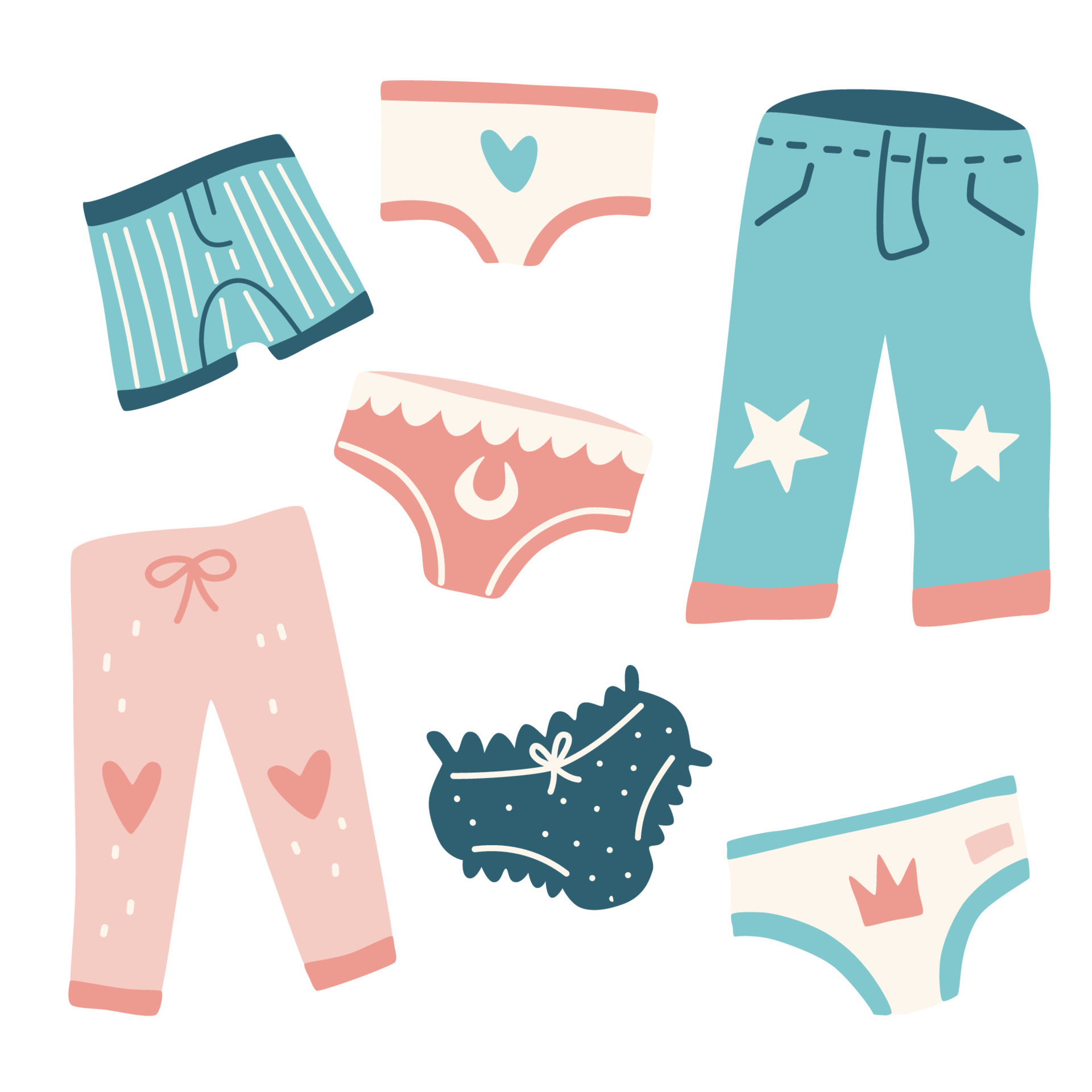 Kids pants and underwear set. Vector hand drawn clip art. 9587813 Vector  Art at Vecteezy