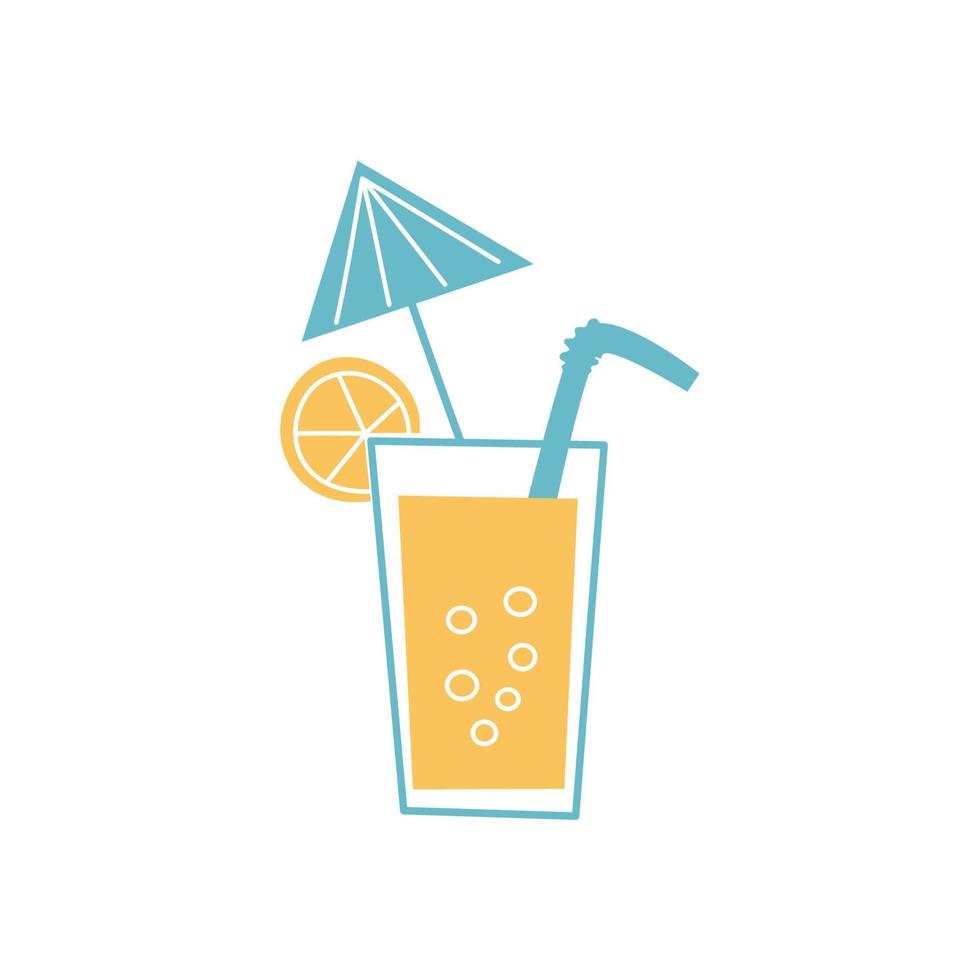 Summer cocktail. Glass of cold drink. vector