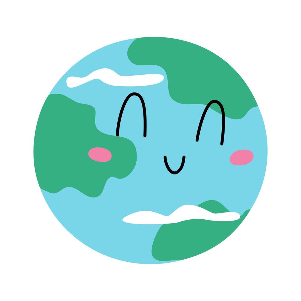 Cute Earth planet character. Vector cartoon illustration for kids.