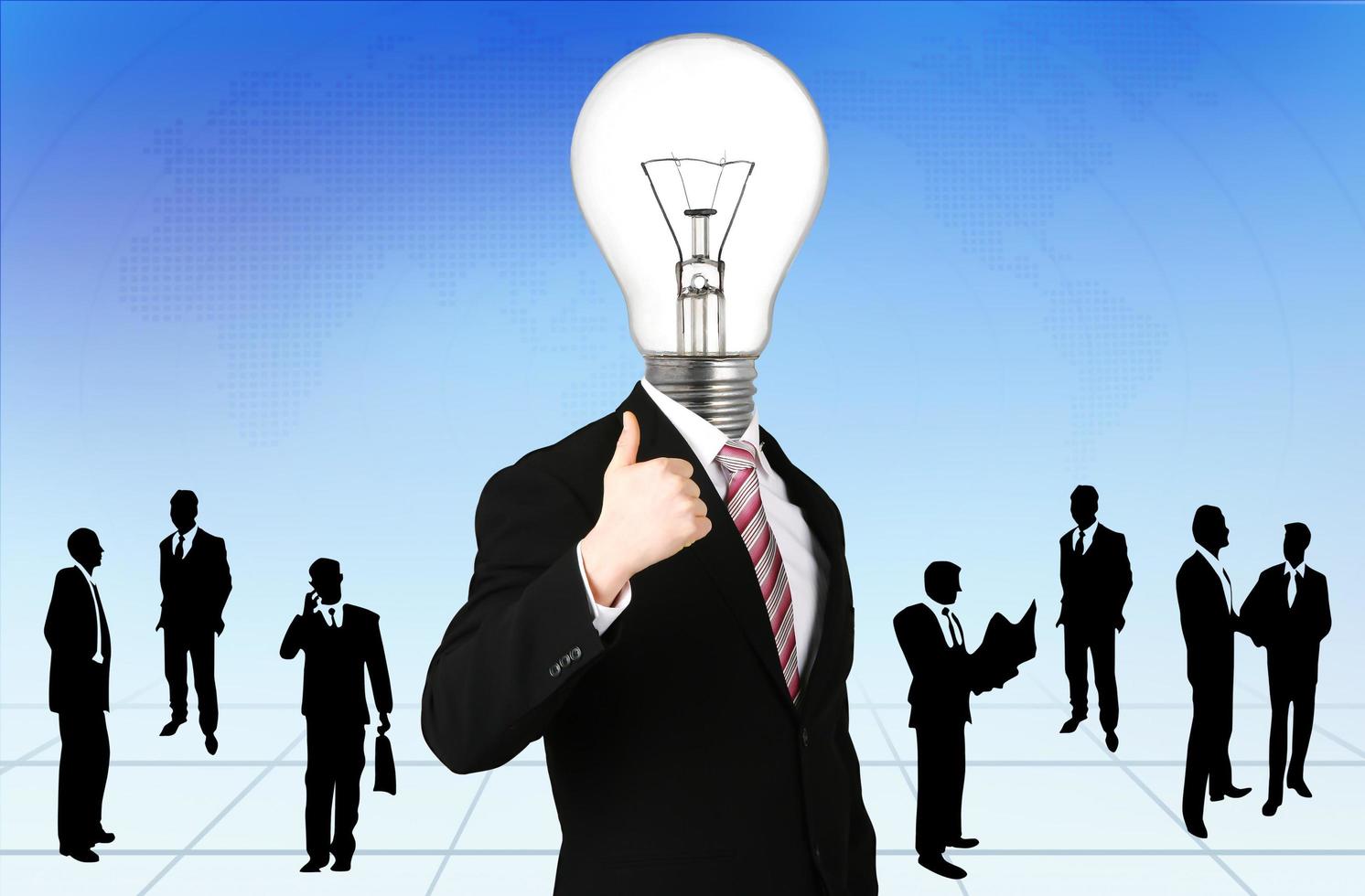 lamp head businessman have got an idea photo