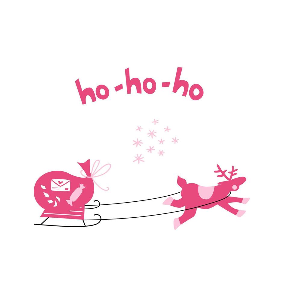 Christmas card with reindeer sled. vector