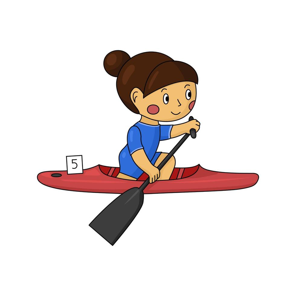 Canoe sprint girl vector illustration