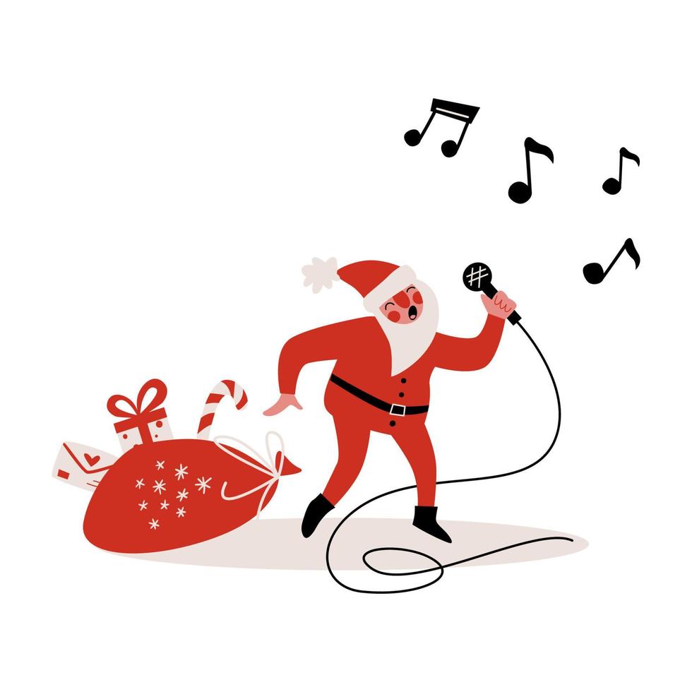 Santa Claus singing. Vector illustration