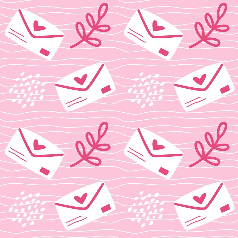 Seamless Christmas pattern with cute romantic letters. vector