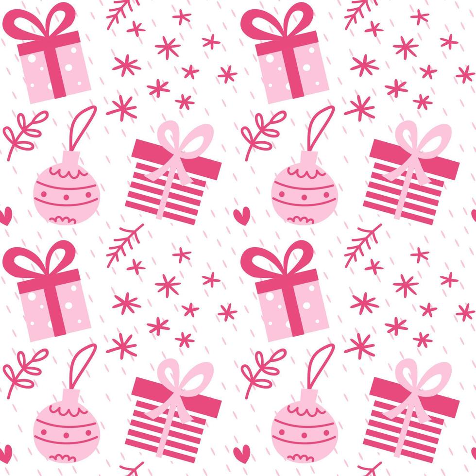 Seamless vector pattern with Christmas tree decorations.