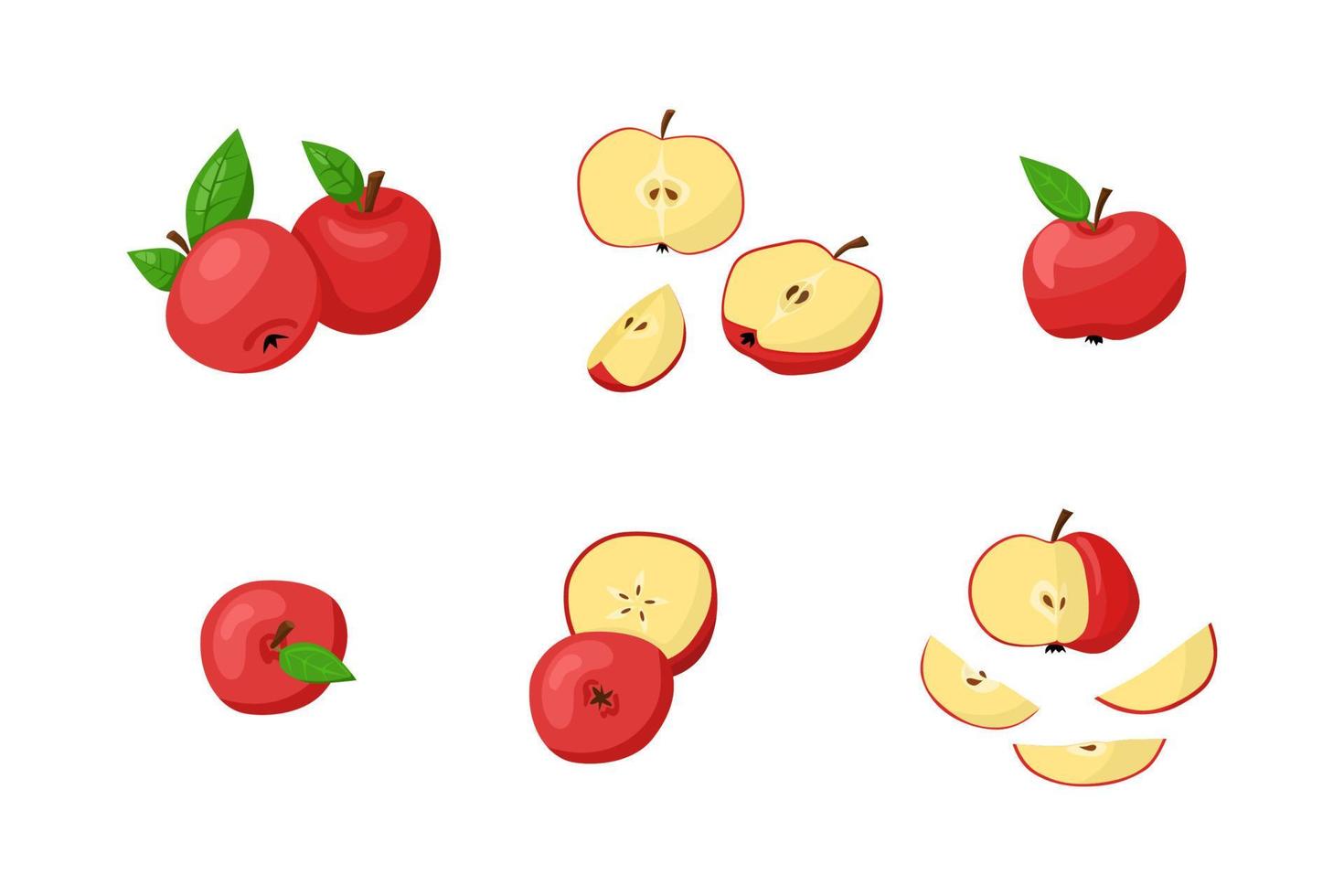 Red apples clipart. Vector illustration.