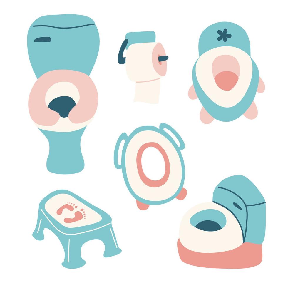 concepto de entrenamiento para ir al baño. elementos de orinal vectorial. vector