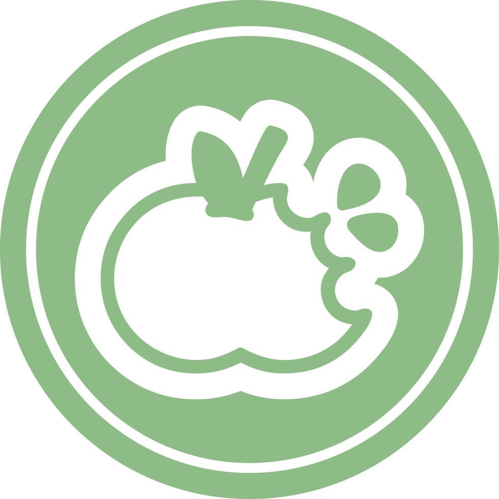 bitten apple circular icon vector