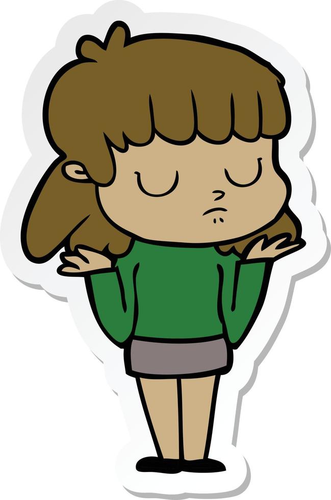 sticker of a cartoon indifferent woman vector