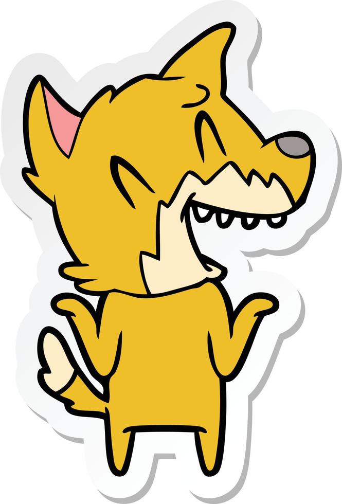 sticker of a laughing fox cartoon vector