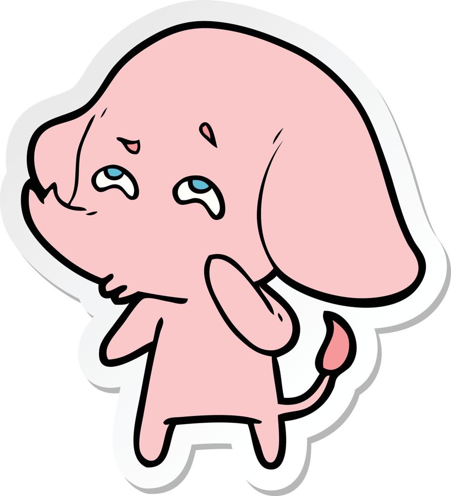 sticker of a cartoon elephant remembering vector
