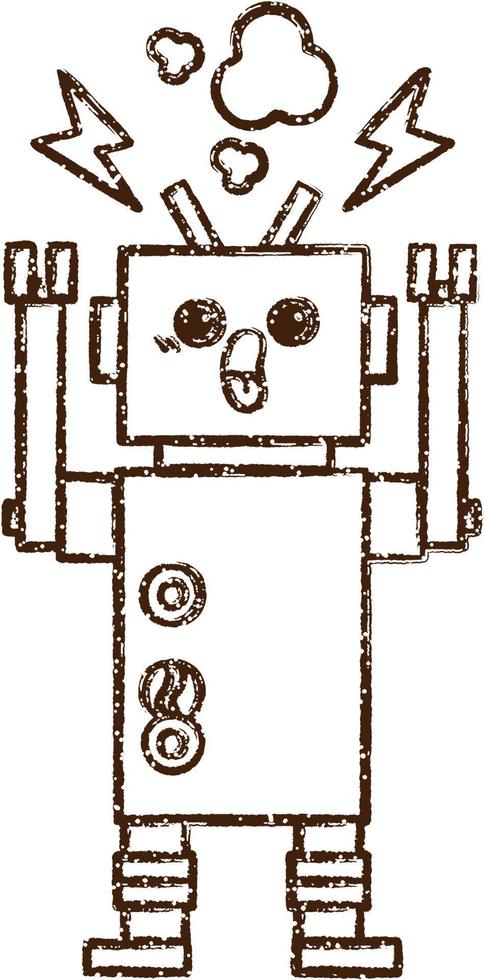 Robot Charcoal Drawing vector