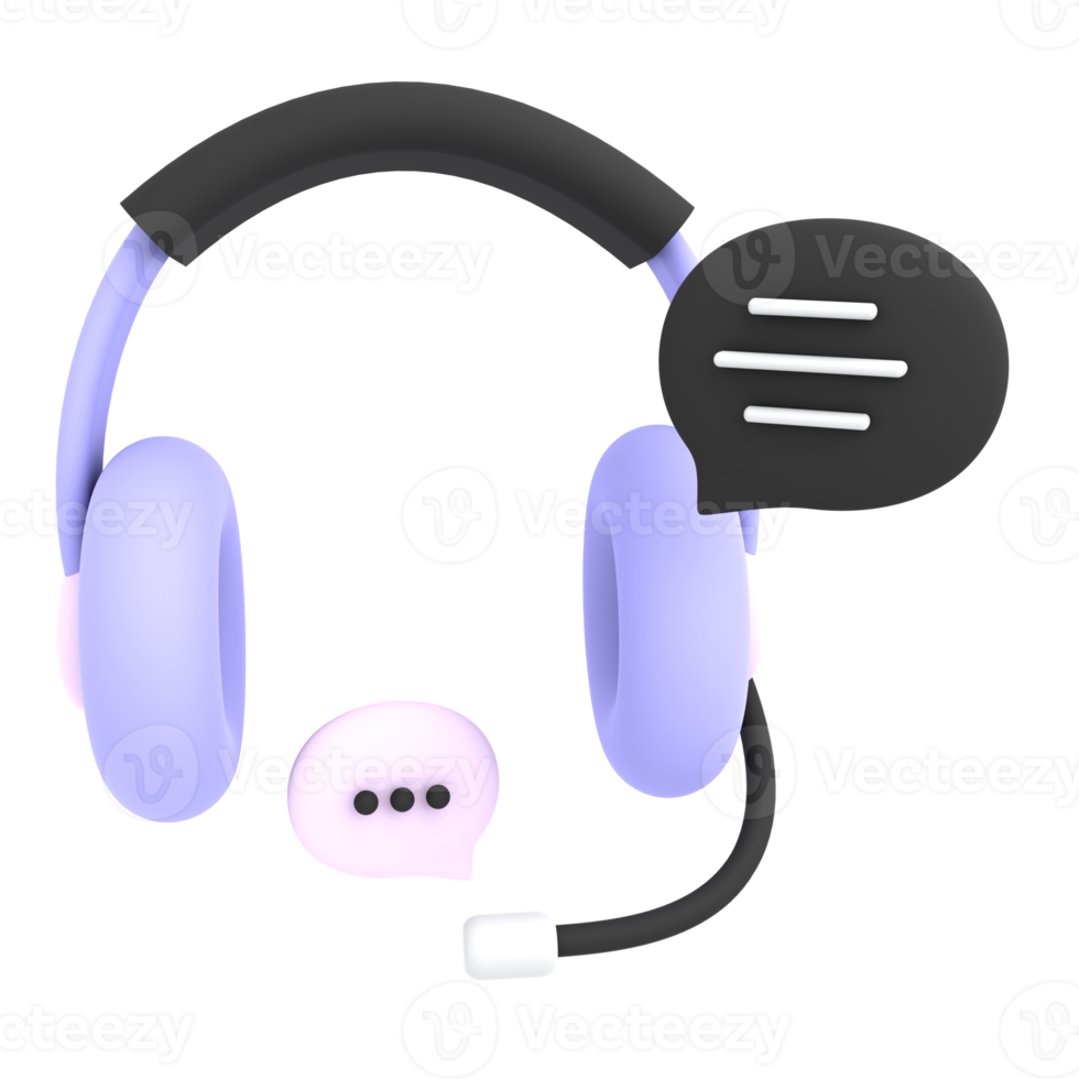 Atendimento ao cliente 3D com discurso de bolha e ilustração de comércio eletrônico de ícone falante png